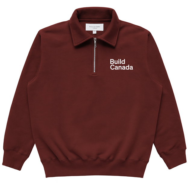 Logo Half Zip Fleece Sweatshirt - Burgundy