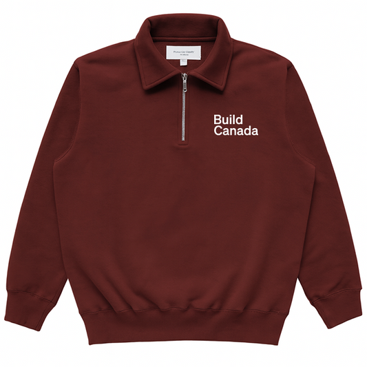 Logo Half Zip Fleece Sweatshirt - Burgundy