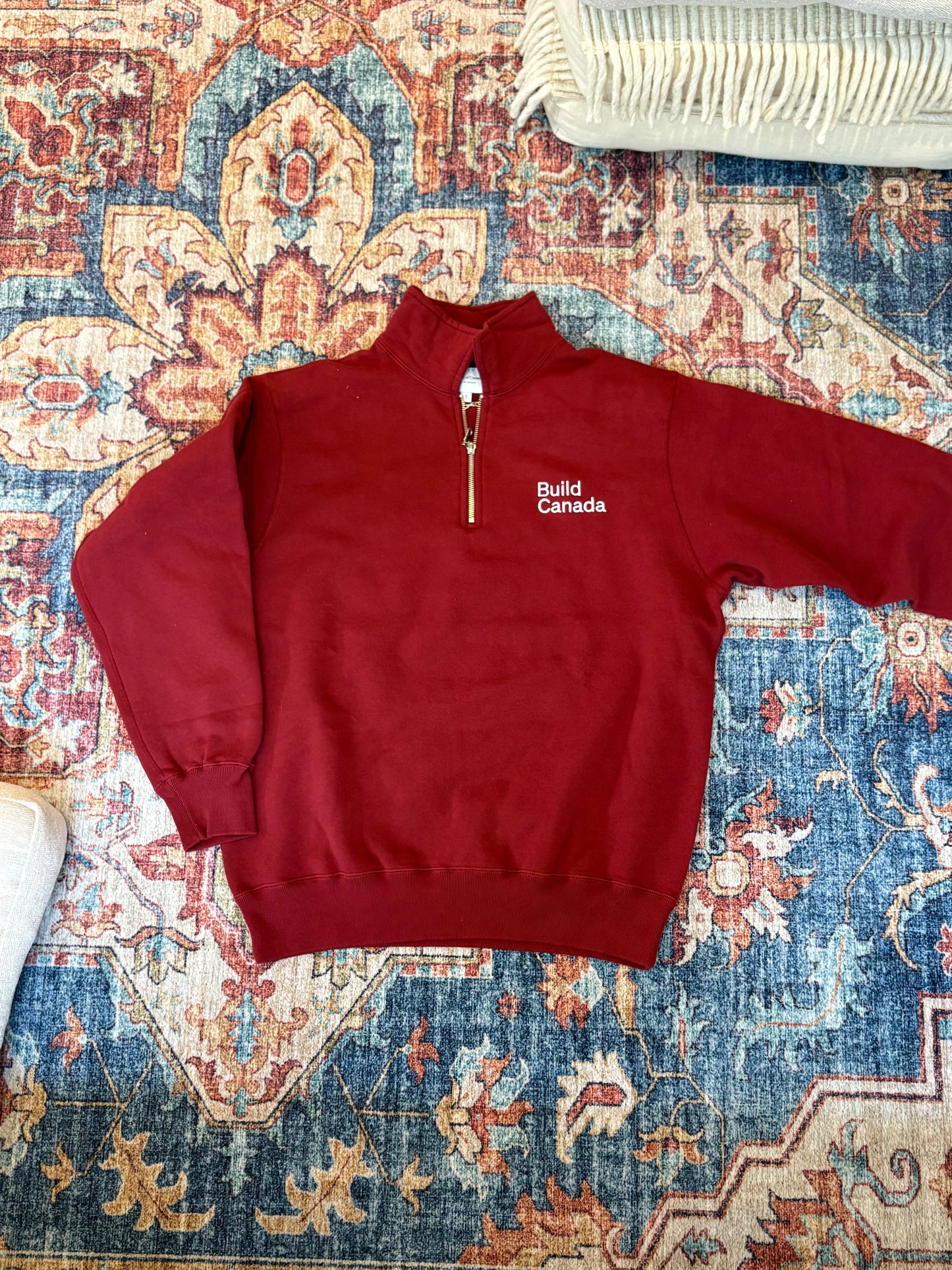 Logo Half Zip Fleece Sweatshirt - Burgundy